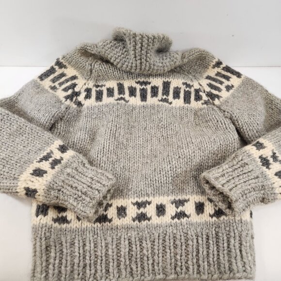 Canadian Hand Knit Cowl Neck Pullover Sweater Unisex Gray Warm Winter Handmade - Picture 8 of 15